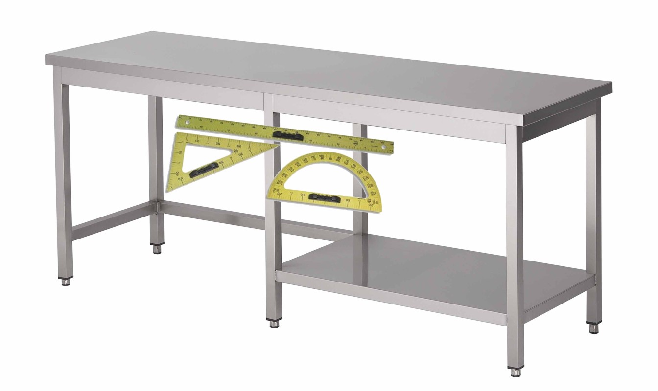 Table centrale inox largeur 700 – étagère